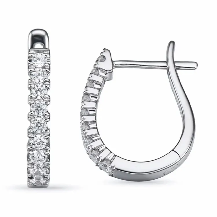 creol i 14 karat hvitt gull med diamant