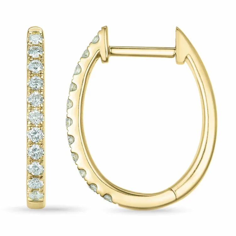 12 mm creol i 14 karat gull med diamant