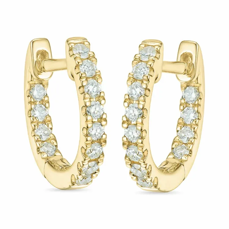 12 mm diamant creol i 14 karat gull med diamant 