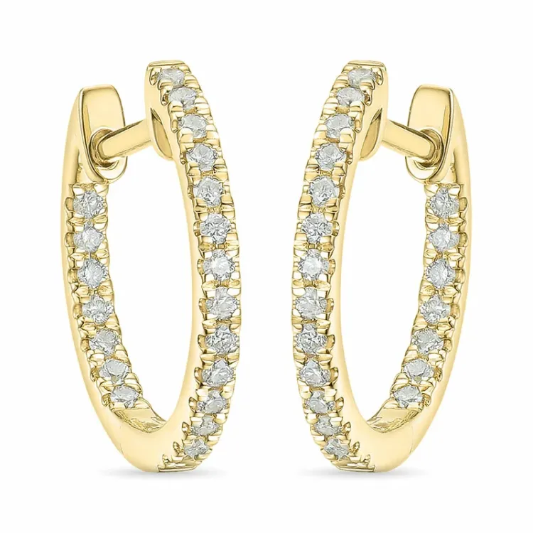 15 mm diamant creol i 14 karat gull med diamant 