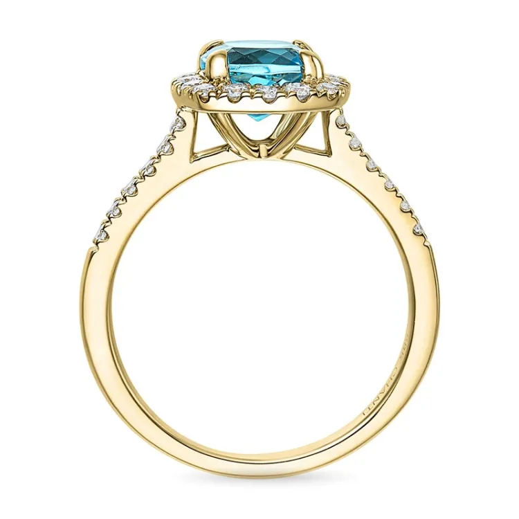 firkantet topas diamantring i 14 karat gull 1,90 ct 0,44 ct