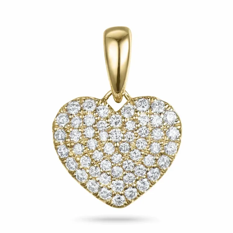 hjerte diamantanheng i 14 karat gull 0,49 ct
