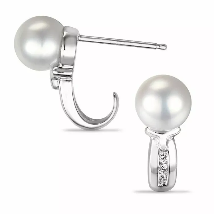 perle halvcreol i 14 karat hvitt gull med diamant