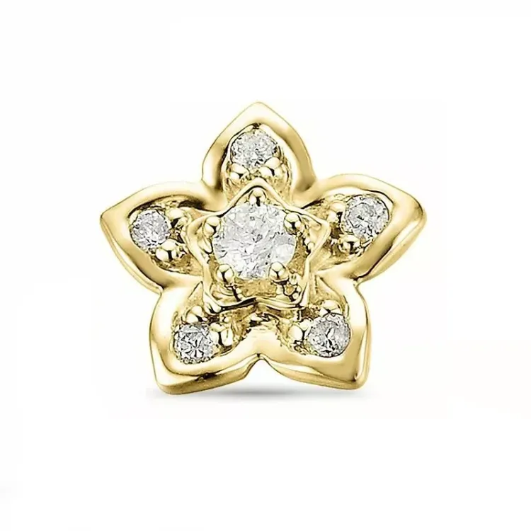 1/2 par blomst diamant ørestikk i 14 karat gull med diamant 