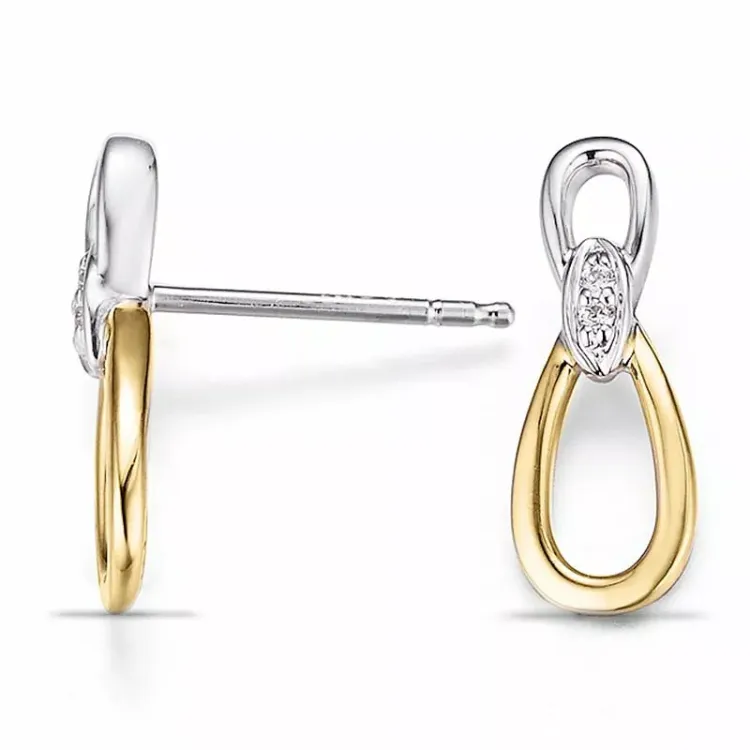 infinity diamant øredobber i 14 karat gull og hvitt gull med diamant
