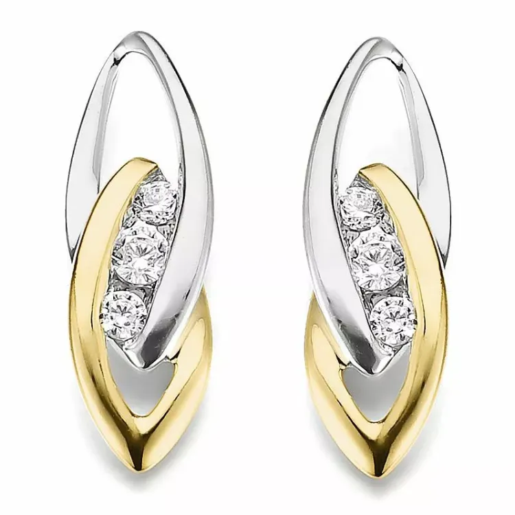 infinity diamant øredobber i 14 karat gull og hvitt gull med diamant