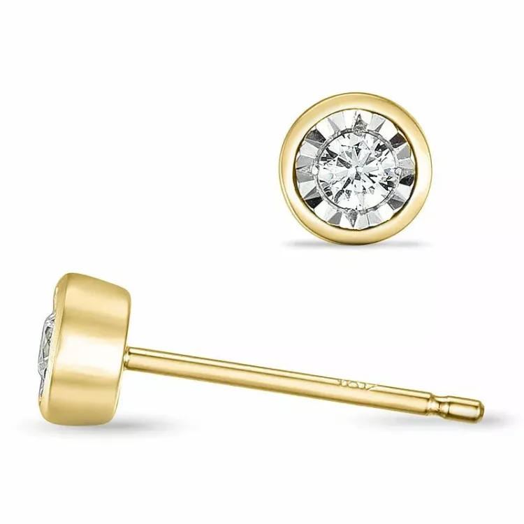 runde diamant solitaireørepynt i 14 karat gull og hvitt gull med diamant 