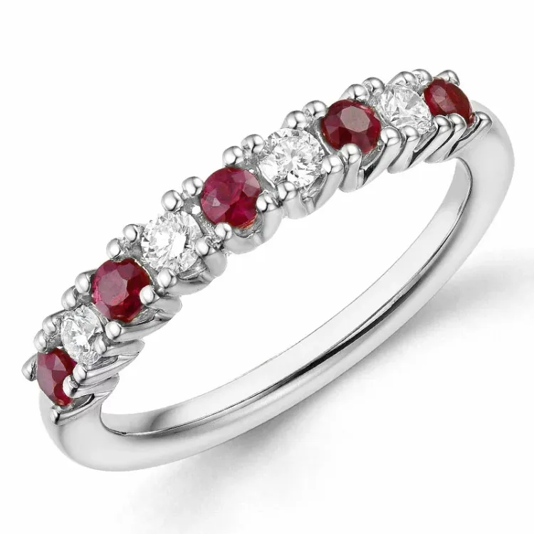 kolleksjonsprøve rubin alliansering i 14 karat hvitt gull 0,45 ct 0,24 ct