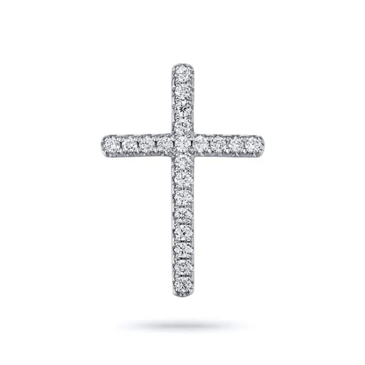 kors diamantanheng i 14 karat hvitt gull 0,25 ct