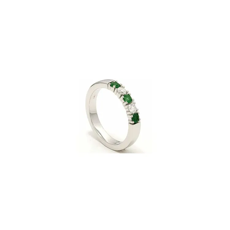 kraftige smaragd alliansering i 14 karat hvitt gull 2 x 0,10 ct 0,36 ct
