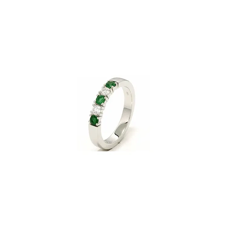 kraftige smaragd alliansering i 14 karat hvitt gull 2 x 0,10 ct 0,36 ct