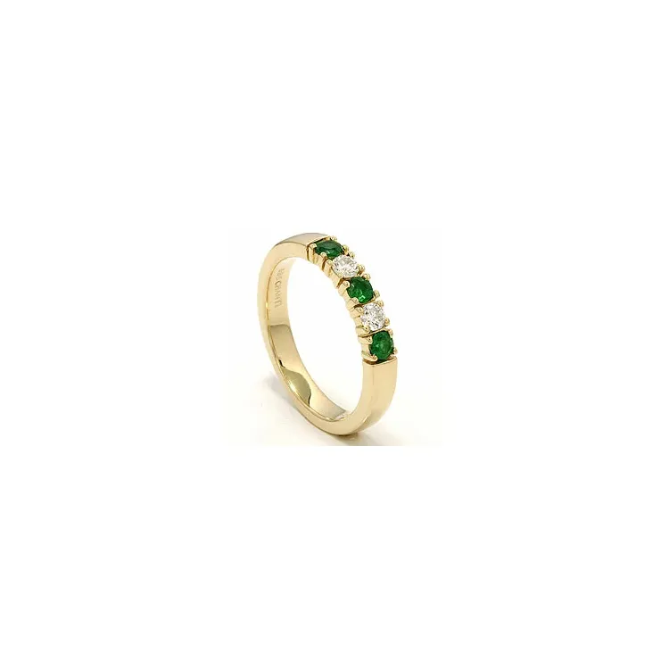 kraftige smaragd alliansering i 14 karat gull 2 x 0,10 ct 