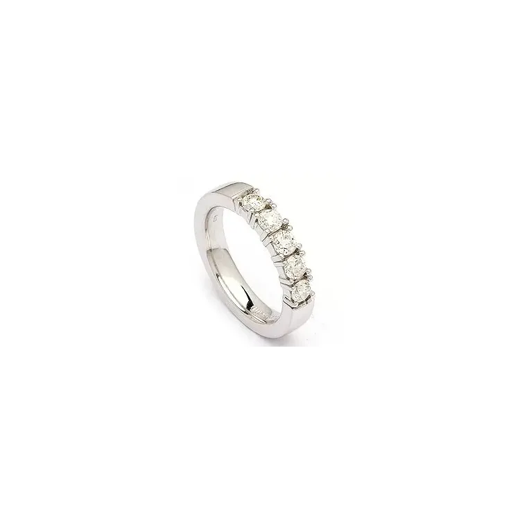 Ekte alliansering i 14 karat hvitt gull 5 x 0,15 ct