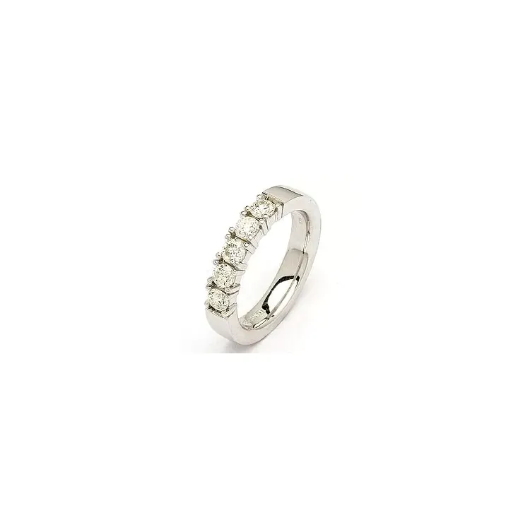 Ekte alliansering i 14 karat hvitt gull 5 x 0,15 ct