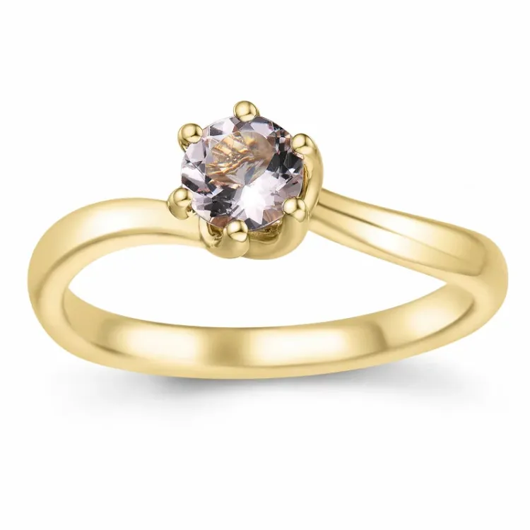 morganit solitairering i 14 karat gull 0,43 ct
