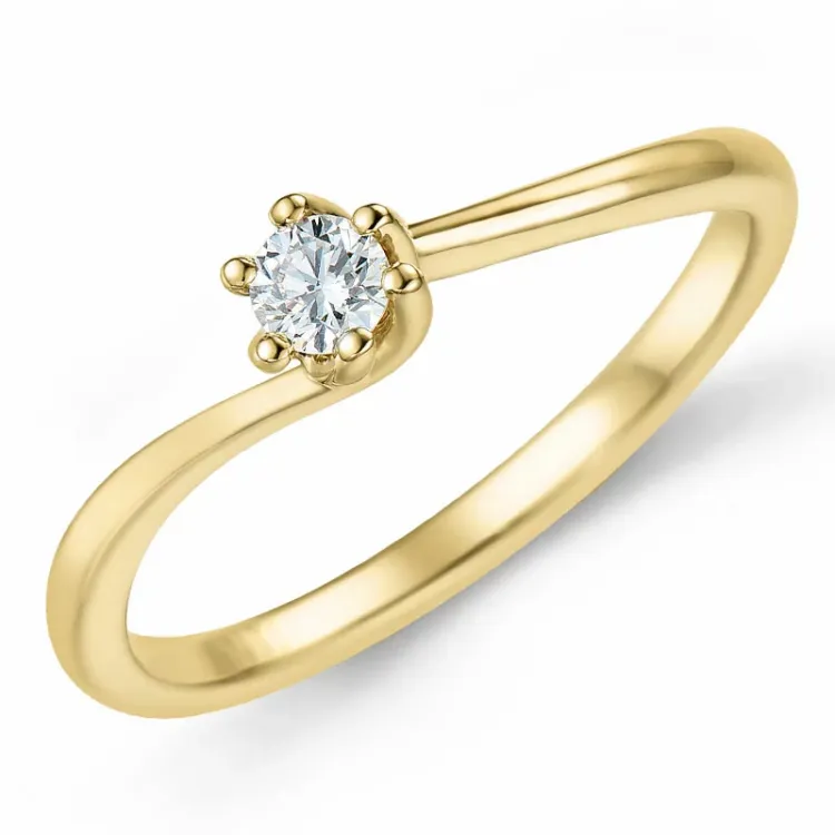 0,10 ct diamant solitairering i 14 karat gull 0,10 ct