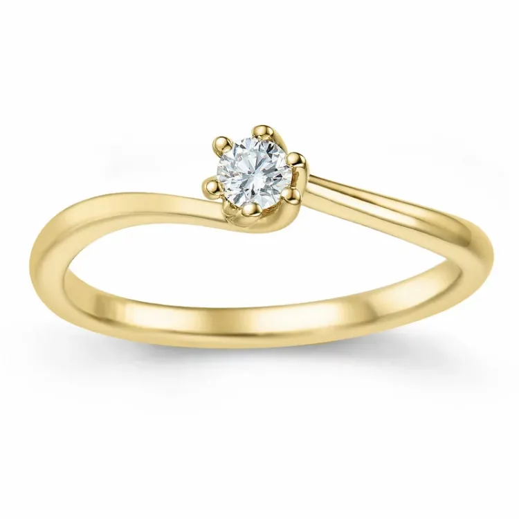 0,10 ct diamant solitairering i 14 karat gull 0,10 ct