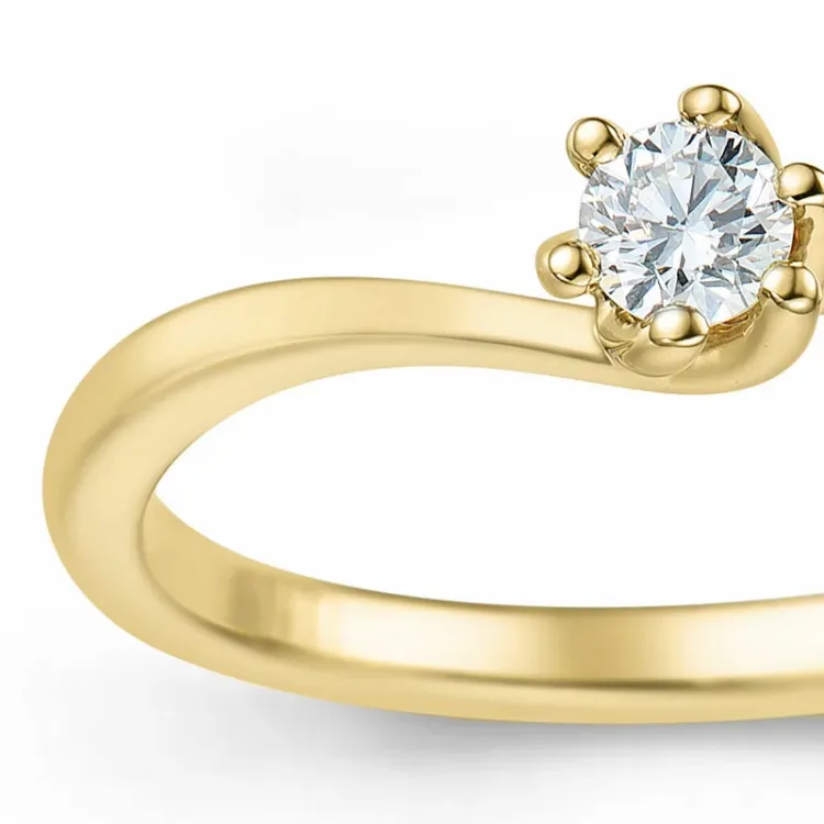0,10 ct diamant solitairering i 14 karat gull 0,10 ct