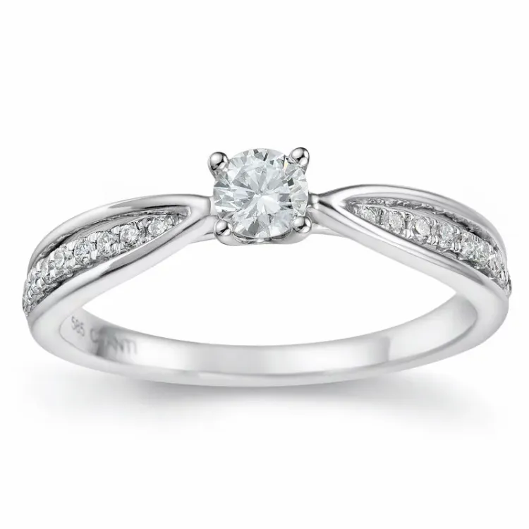diamant ring i 14 karat hvitt gull 0,20 ct 0,132 ct