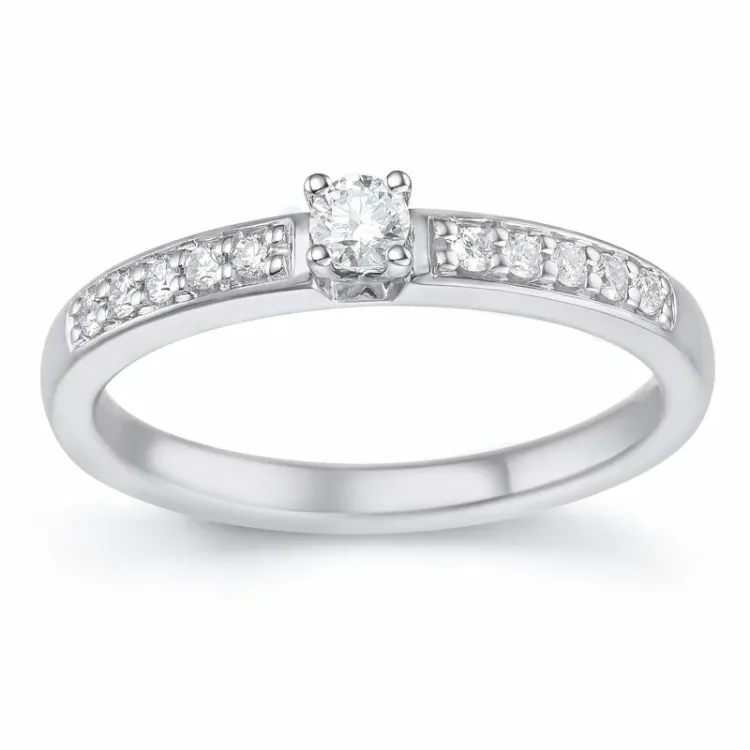 diamant ring i 14 karat hvitt gull 0,20 ct