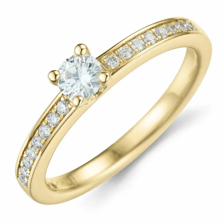 diamant ring i 14 karat gull 0,20 ct 0,136 ct