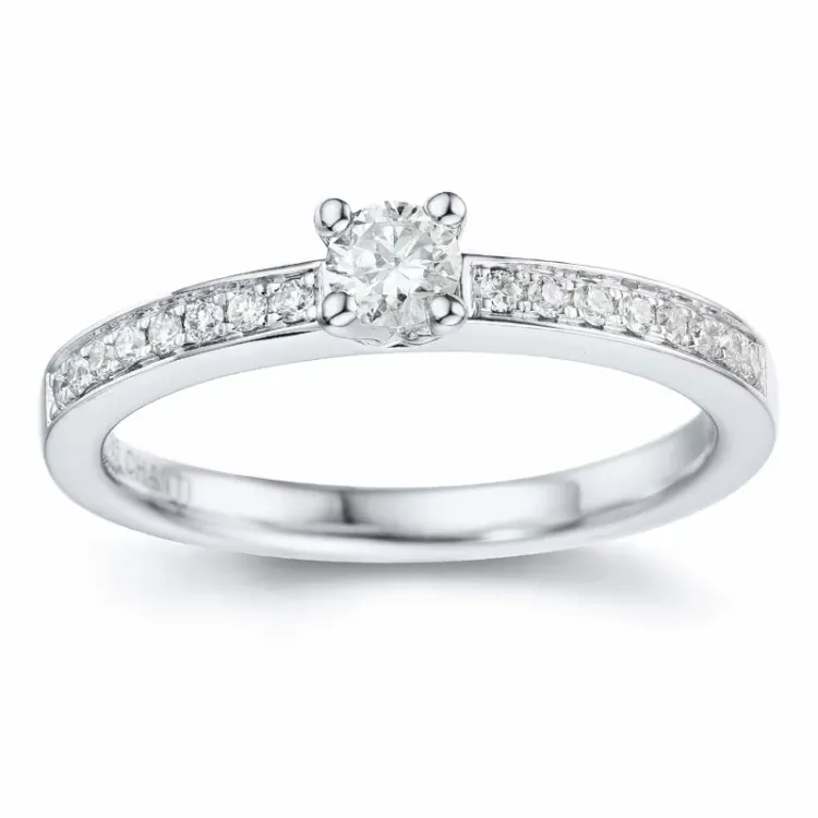 diamant ring i 14 karat hvitt gull 0,20 ct 0,136 ct