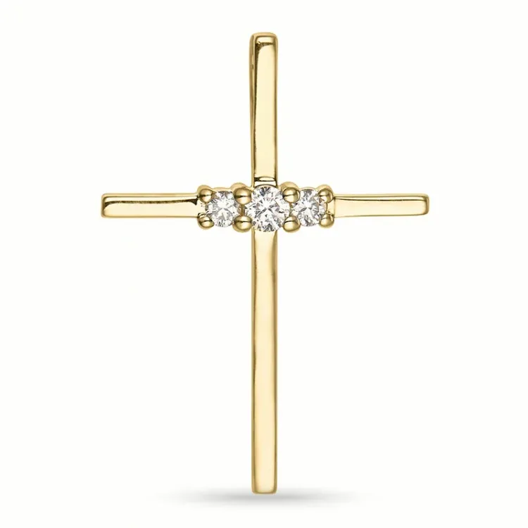 kors diamant anheng i 14 karat gull 0,103 ct
