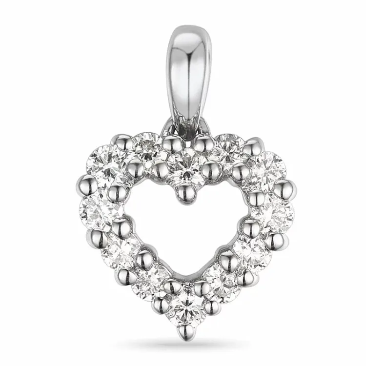 hjerte diamantanheng i 14 karat hvitt gull 0,264 ct