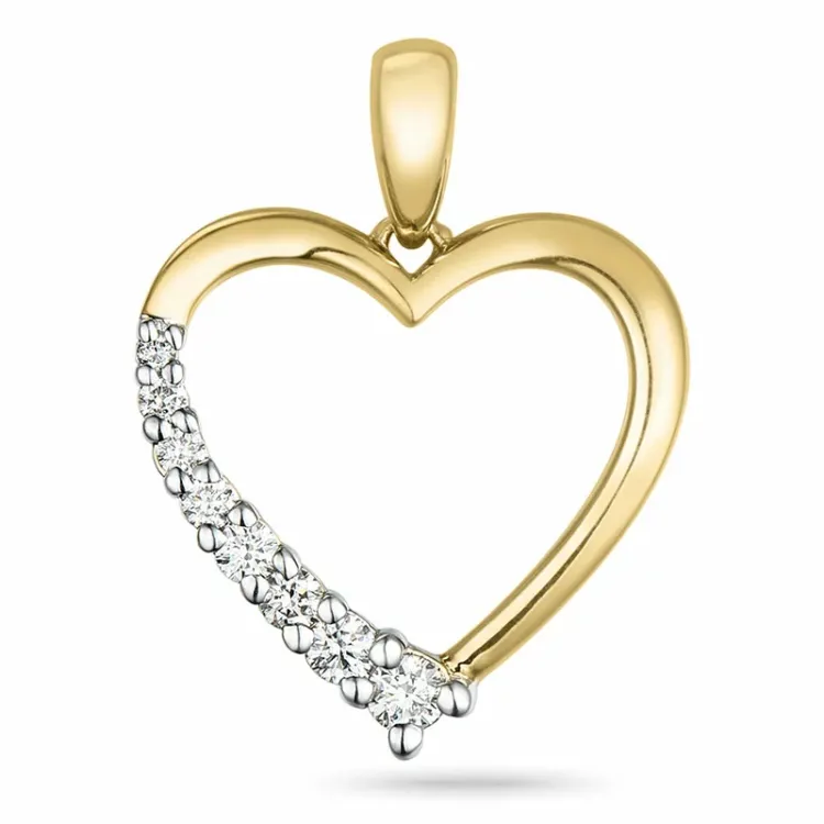 hjerte diamant anheng i 14 karat gull og hvitt gull 0,162 ct