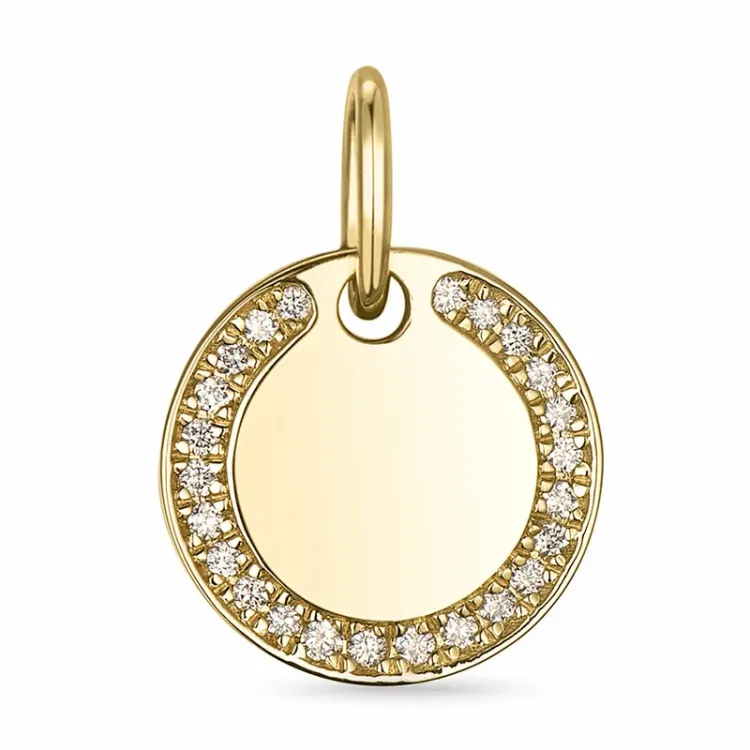 plate diamant anheng i 14 karat gull 0,10 ct