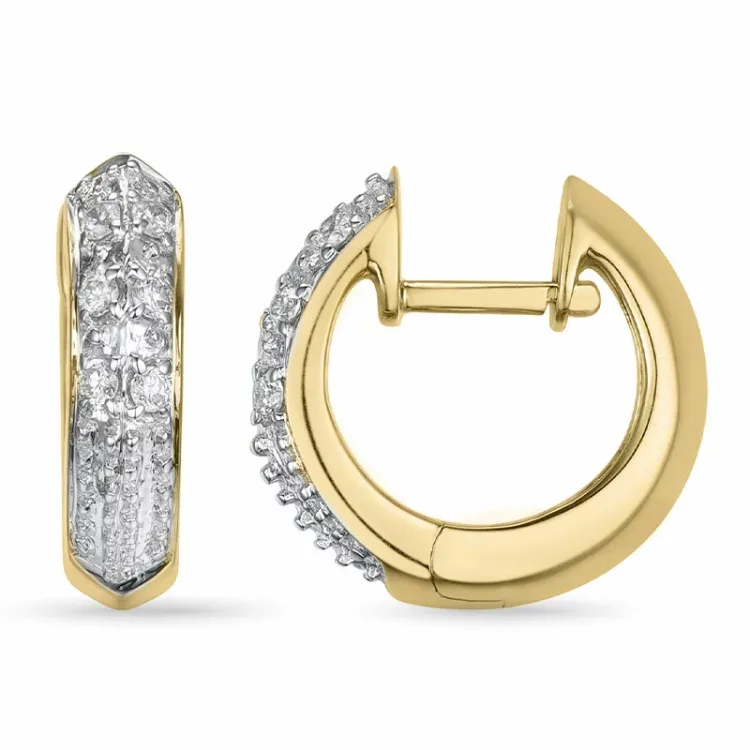 briljant creol i 14 karat gull og hvitt gull med diamant