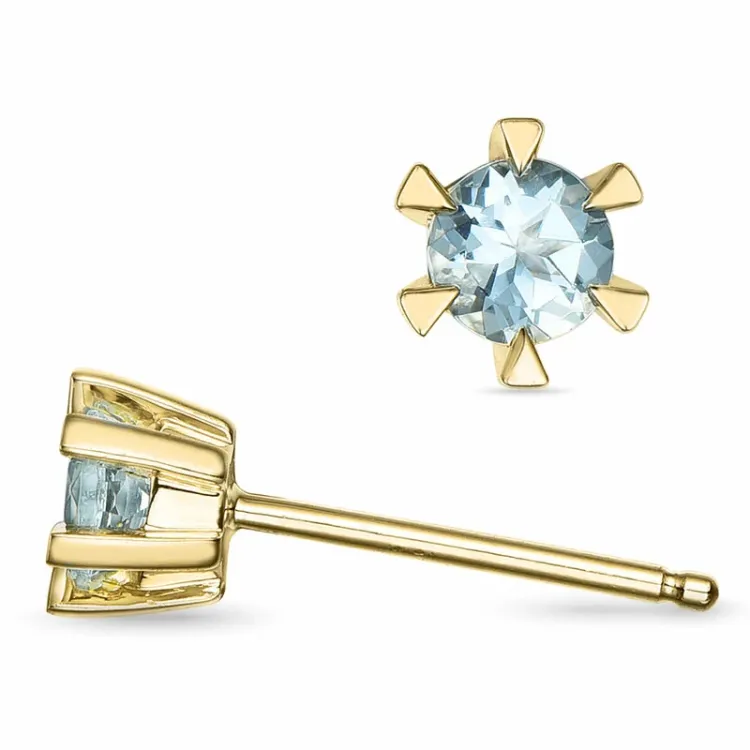 2 x 0,22 ct akvamarin solitaireørepynt i 14 karat gull med akvamarin