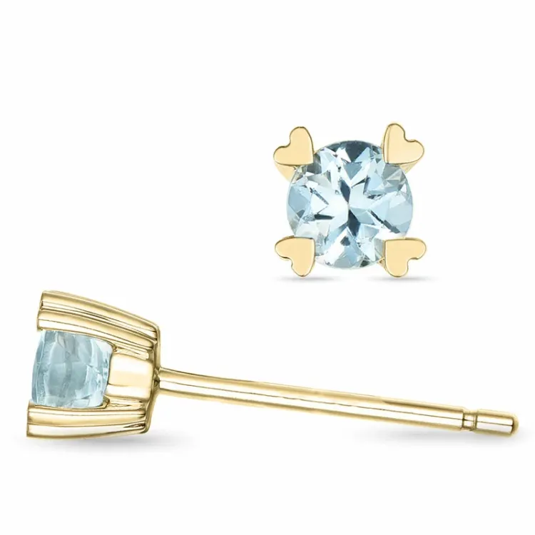 2 x 0,22 ct akvamarin solitaireørepynt i 14 karat gull med akvamarin