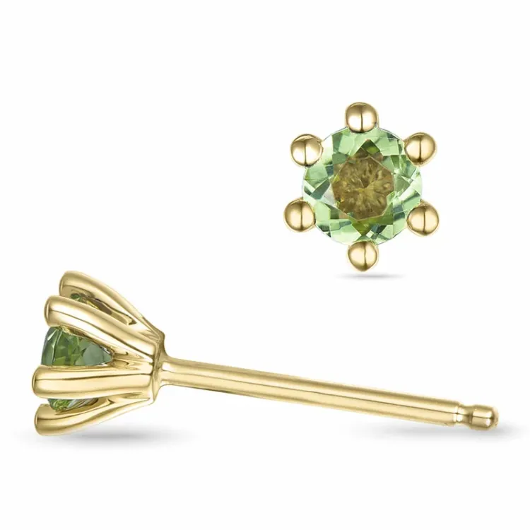 2 x 0,23 ct peridot solitaireørepynt i 14 karat gull med peridot