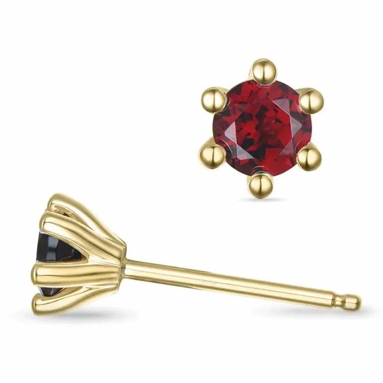 2 x 0,32 ct granat solitaireørepynt i 14 karat gull med granat