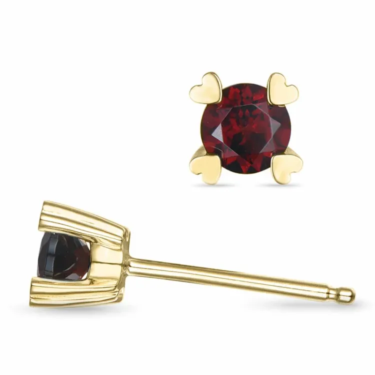 2 x 0,32 ct granat solitaireørepynt i 14 karat gull med granat
