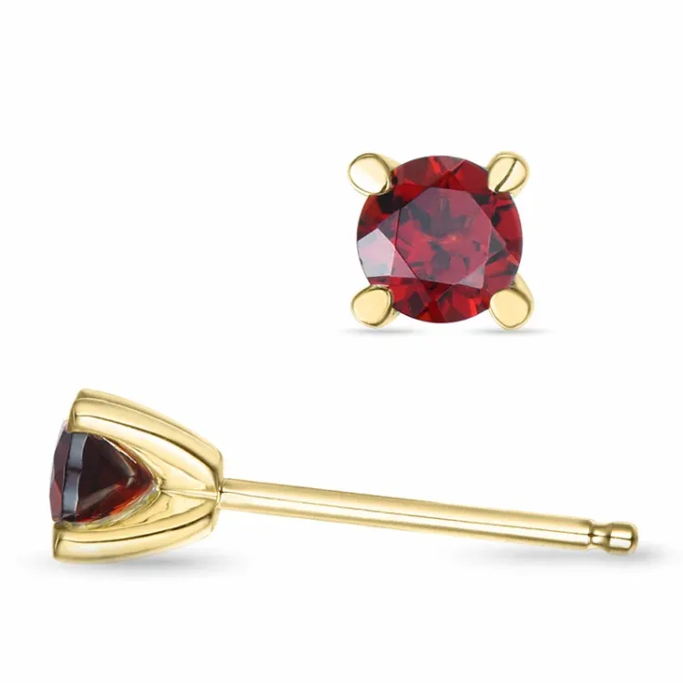 2 x 0,32 ct granat solitaireørepynt i 14 karat gull med granat