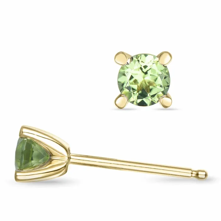 2 x 0,30 ct peridot solitaireørepynt i 14 karat gull med peridot