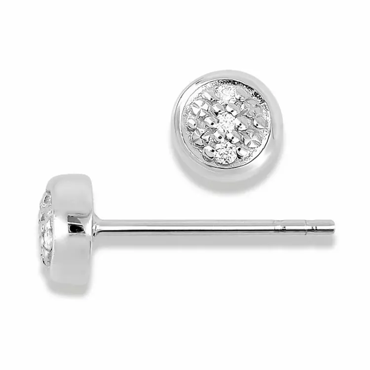 runde briljantøredobb i 14 karat hvitt gull med diamant