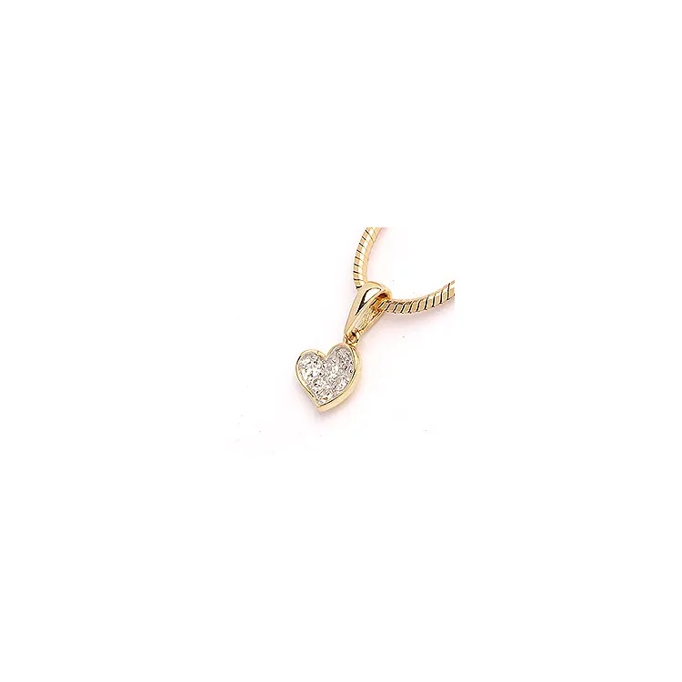 hjerte anheng i 14 karat gull med rhodium 0,06 ct