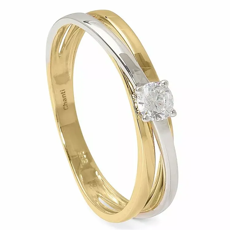 hvit zirkon ring i 14 karat gull hvittgull rødt gull