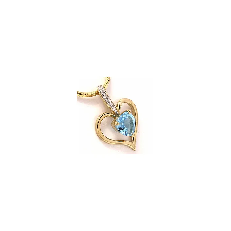 hjerte topas anheng i 14 karat gull med rhodium