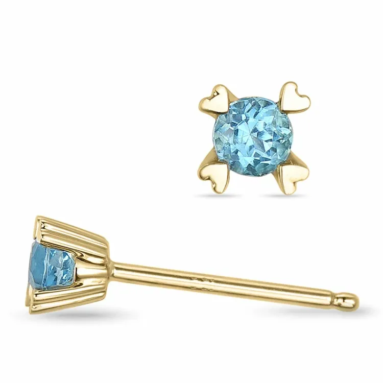 2 x 0,14 ct topas solitaireørepynt i 14 karat gull med topas