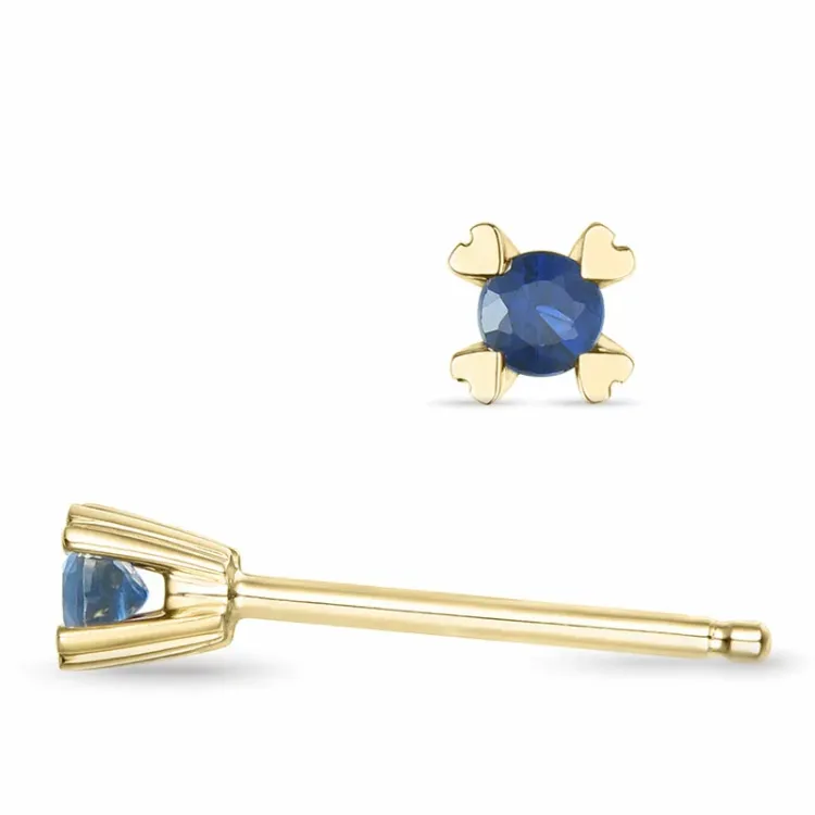 2 x 0,07 ct safir solitaireørepynt i 14 karat gull med safir