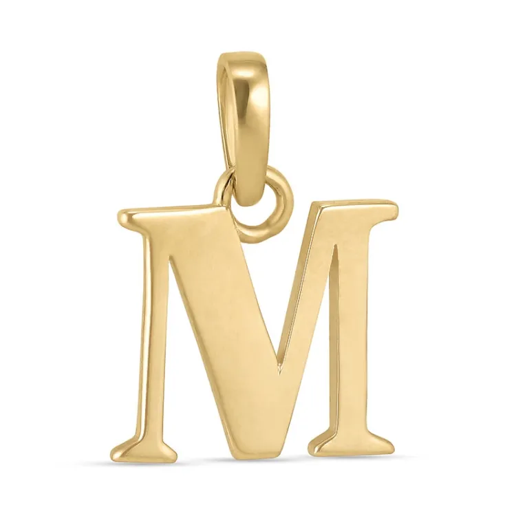 bokstav m anheng i 9 karat gull - My Letter