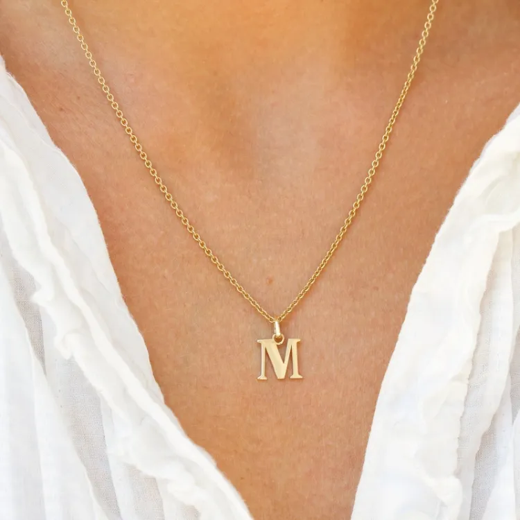 bokstav m anheng i 9 karat gull - My Letter