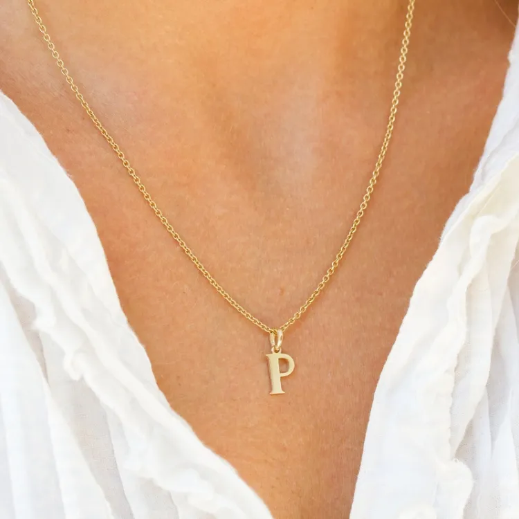 bokstav p anheng i 9 karat gull - My Letter