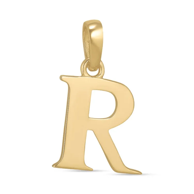 bokstav r anheng i 9 karat gull - My Letter