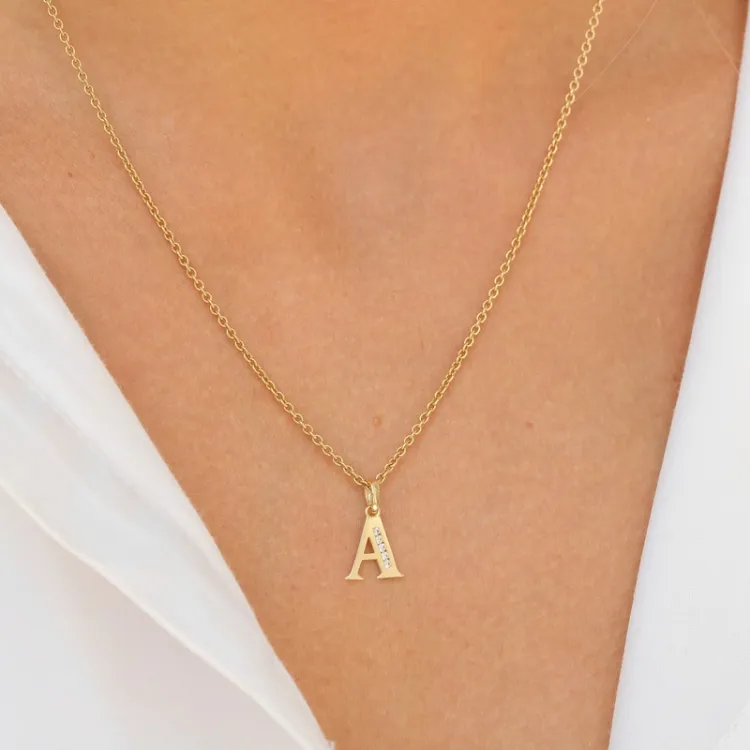 bokstav a zirkon anheng i 9 karat gull - My Letter