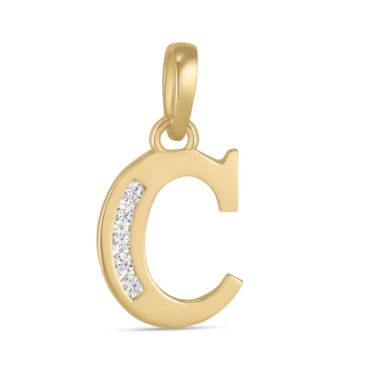 bokstav c zirkon anheng i 9 karat gull - My Letter